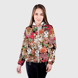 Куртка с капюшоном женская Корги & Цветы, цвет: 3D-белый — фото 2