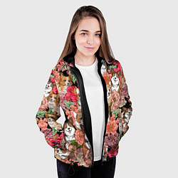 Куртка с капюшоном женская Корги & Цветы, цвет: 3D-черный — фото 2