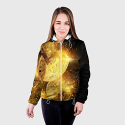 Куртка с капюшоном женская БИТКОИН ЗОЛОТО BITCOIN GOLD, цвет: 3D-белый — фото 2