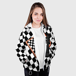 Куртка с капюшоном женская Шахматы, цвет: 3D-белый — фото 2