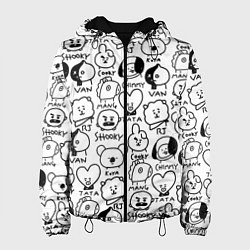 Куртка с капюшоном женская BTS BT21, цвет: 3D-черный