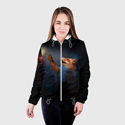 Куртка с капюшоном женская Лиса и огонек, цвет: 3D-белый — фото 2