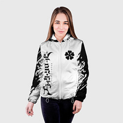 Куртка с капюшоном женская Черный клеывер аниме, цвет: 3D-белый — фото 2