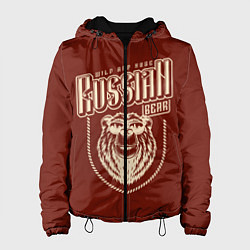 Куртка с капюшоном женская Русский медведь в очках, цвет: 3D-черный