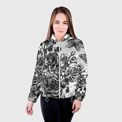 Куртка с капюшоном женская РОЗЫ ROSES БАБОЧКИ, цвет: 3D-белый — фото 2