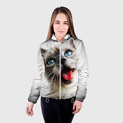 Куртка с капюшоном женская Котик, цвет: 3D-белый — фото 2