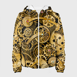 Куртка с капюшоном женская Стимпанк механизмы шестеренки, цвет: 3D-белый