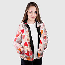 Куртка с капюшоном женская Manizha на фоне сердечек, цвет: 3D-черный — фото 2