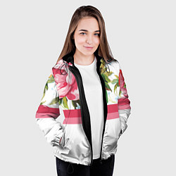 Куртка с капюшоном женская Нежные Розы, цвет: 3D-черный — фото 2