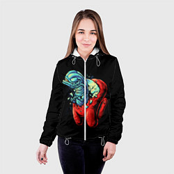 Куртка с капюшоном женская Among Us Aliens, цвет: 3D-белый — фото 2