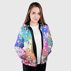Куртка с капюшоном женская Пони единорог в облаках, цвет: 3D-черный — фото 2