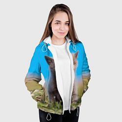 Куртка с капюшоном женская Смешной лисенок, цвет: 3D-белый — фото 2