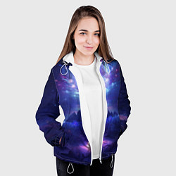 Куртка с капюшоном женская Яркий взрыв в космосе, цвет: 3D-белый — фото 2