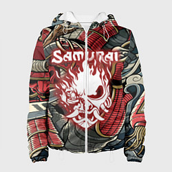 Куртка с капюшоном женская SAMURAI CYBERPUNK NINJA, цвет: 3D-белый