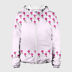 Куртка с капюшоном женская Розовые цветы pink flowers, цвет: 3D-белый