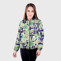 Куртка с капюшоном женская Медицина Паттерн Z, цвет: 3D-черный — фото 2