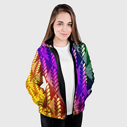 Куртка с капюшоном женская Радужные колоски, цвет: 3D-черный — фото 2