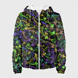 Куртка с капюшоном женская Neon Fish Bone, цвет: 3D-белый
