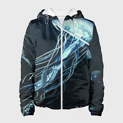 Куртка с капюшоном женская Рисунок медуза, цвет: 3D-белый