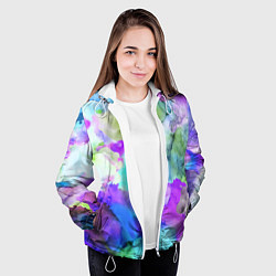 Куртка с капюшоном женская Акварельная краска, цвет: 3D-белый — фото 2