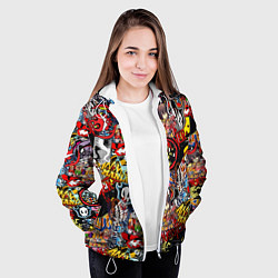 Куртка с капюшоном женская Логотипы Аниме Мультиков, цвет: 3D-белый — фото 2