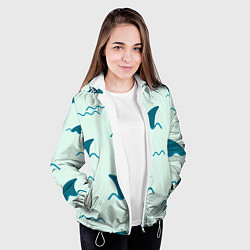 Куртка с капюшоном женская Плавники акул, цвет: 3D-белый — фото 2