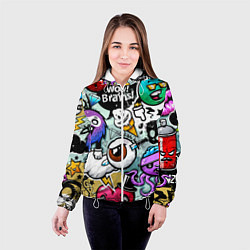Куртка с капюшоном женская Граффити, цвет: 3D-белый — фото 2