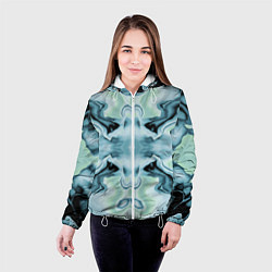 Куртка с капюшоном женская Абстракт Голубая бабочка, цвет: 3D-белый — фото 2