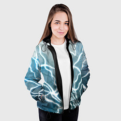 Куртка с капюшоном женская Молнии, цвет: 3D-черный — фото 2