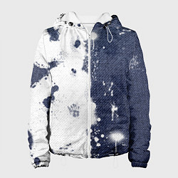 Куртка с капюшоном женская Джинсы тай дай белизной хлоркой, цвет: 3D-белый