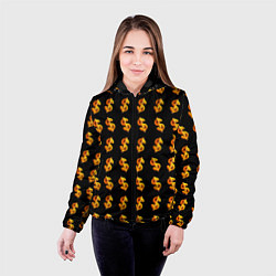 Куртка с капюшоном женская Доллар золотой, цвет: 3D-черный — фото 2