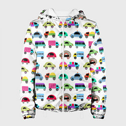 Куртка с капюшоном женская Веселые машинки, цвет: 3D-белый