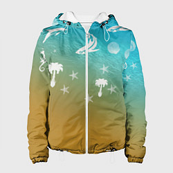 Куртка с капюшоном женская Морское ассорти, цвет: 3D-белый