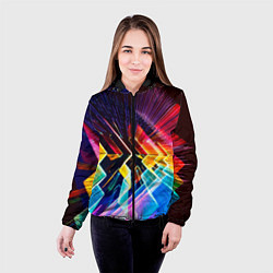 Куртка с капюшоном женская Цифровая радуга, цвет: 3D-черный — фото 2