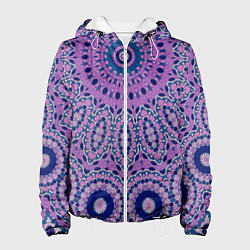 Куртка с капюшоном женская Сиреневый калейдоскоп, цвет: 3D-белый