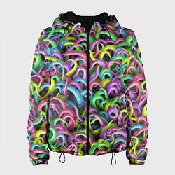 Куртка с капюшоном женская Психоделические щупальца, цвет: 3D-черный