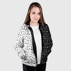 Куртка с капюшоном женская Руны чёрно-белое, цвет: 3D-черный — фото 2