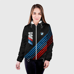 Куртка с капюшоном женская BMW STRIPE, цвет: 3D-белый — фото 2