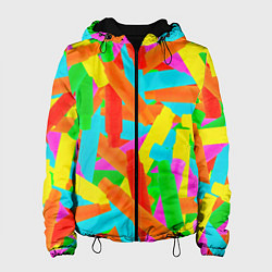 Куртка с капюшоном женская Фон Цветные трубки Pop Tubes, Поп тубус, цвет: 3D-черный