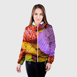 Куртка с капюшоном женская Разноцветные ракушки multicolored seashells, цвет: 3D-белый — фото 2