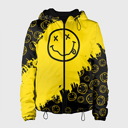 Куртка с капюшоном женская Nirvana Smile Нирвана Рваный Паттерн, цвет: 3D-черный