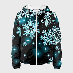 Куртка с капюшоном женская Космические снежинки, цвет: 3D-белый