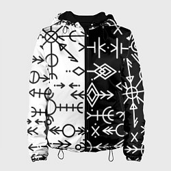 Куртка с капюшоном женская ДРЕВНИЕ СЛАВЯНСКИЕ РУНЫ, цвет: 3D-черный