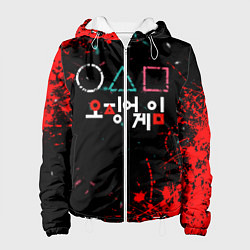 Куртка с капюшоном женская Игра в кальмара брызги крови, цвет: 3D-белый