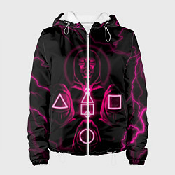 Куртка с капюшоном женская Игра в кальмара смотрящий тут как тут, цвет: 3D-белый