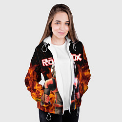 Куртка с капюшоном женская ROBLOX FIRE РОБЛОКС ОГОНЬ ПОЖАРНЫЙ, цвет: 3D-белый — фото 2