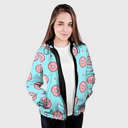 Куртка с капюшоном женская Розовые пончики, цвет: 3D-черный — фото 2
