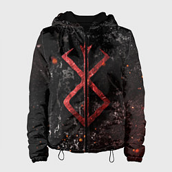 Куртка с капюшоном женская BERSERK LOGO GRUNGE RED, цвет: 3D-черный