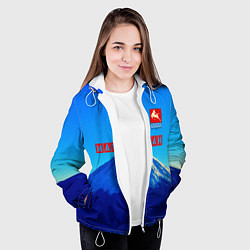 Куртка с капюшоном женская Магадан герб, цвет: 3D-белый — фото 2