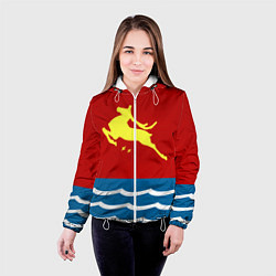 Куртка с капюшоном женская Герб Магадана, цвет: 3D-белый — фото 2